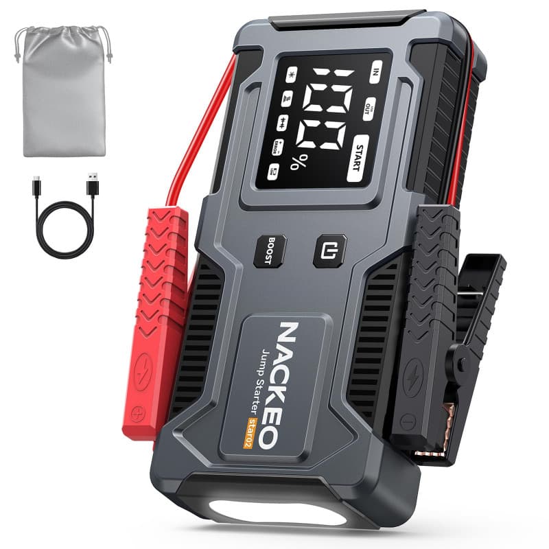 6000A Booster Batterie Voiture,Démarreur de Voiture (Jusqu’à 9 L Essence et 7 L Diesel),Jump Starter 12V avec Câbles de Démarrag