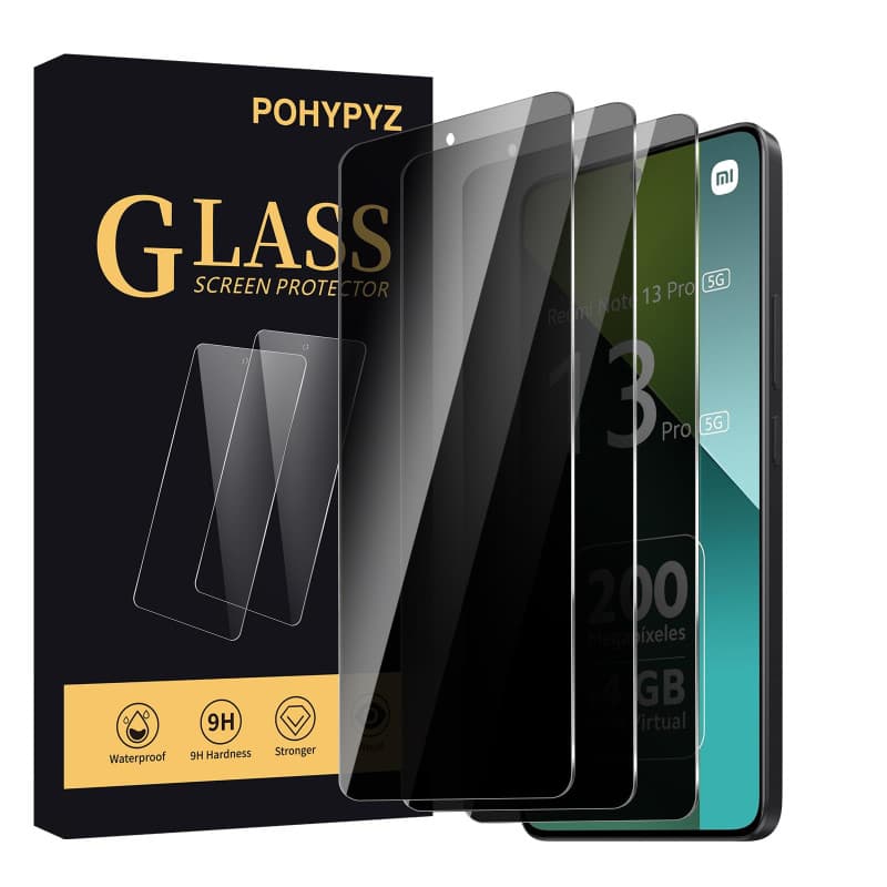 POHYPYZ Lot de 3,Verre Trempé Anti-Espion pour Xiaomi Redmi Note 13 Pro 5G/4G,Film de Confidentialité Protection en Écran, Prote