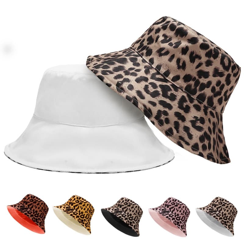 LUKIUP Chapeau de Pêche Réversible Imprimé Léopard Seau Chapeau de Soleil Pliable pour Femmes et Hommes Chapeau De Soleil D'Été