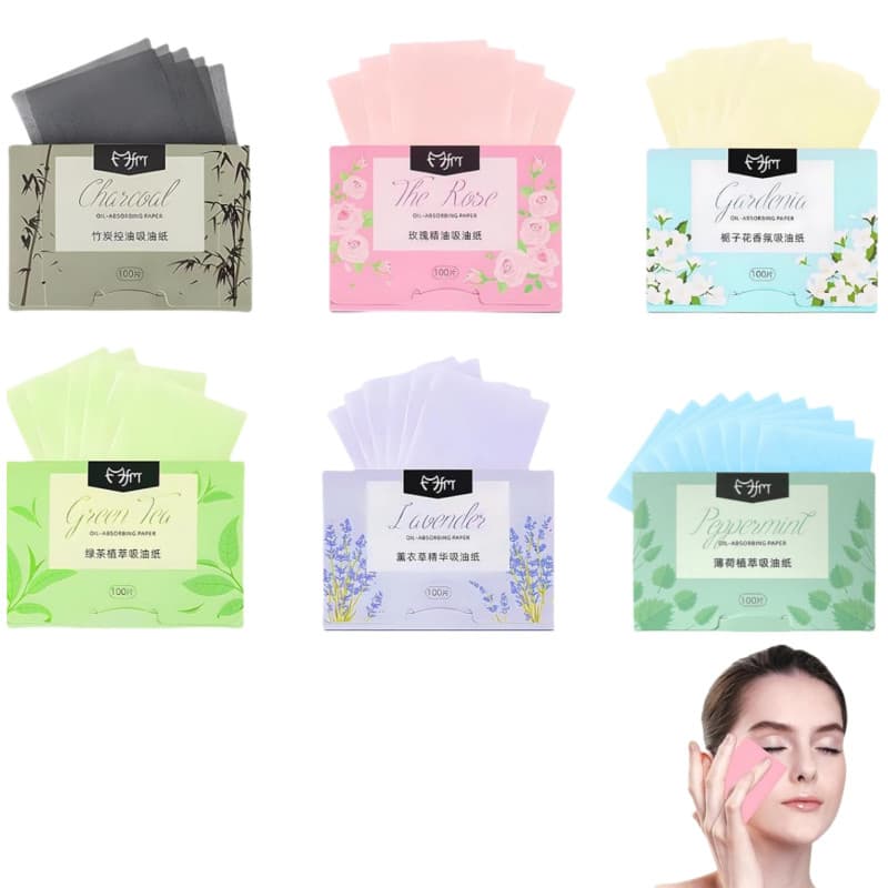 Heanvmyss Papier Buvard d'Huile,600 Feuilles Papier Matifiante Visage,Buvard d'Huile pour Le Visage Naturelles pour Les Soins de