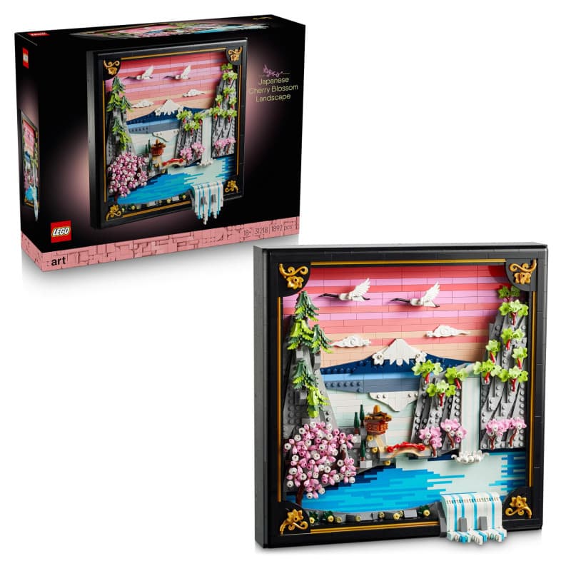 LEGO Art Les Cerisiers en Fleurs - Maquette Miniature DIY pour Adulte - Décoration Murale 3D - Cadre Vitrine du Mont Fuji, Fleur