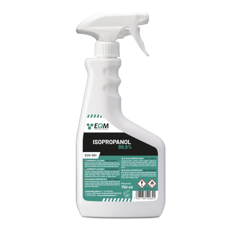 EQM - ECO-301 - Alcool Isopropylique Pur à 99,9% - 750 ML - Nettoyage de composants électroniques, objectifs et écrans - Nettoya