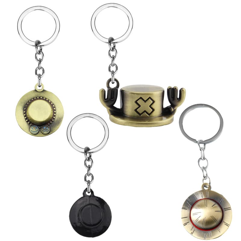 Porte Clef One Piece, 4PCS Porte Clé One Piece, Keychain One Piece, Porte Clé Manga, avec Chapeau de Paille Chopper, Accessoire