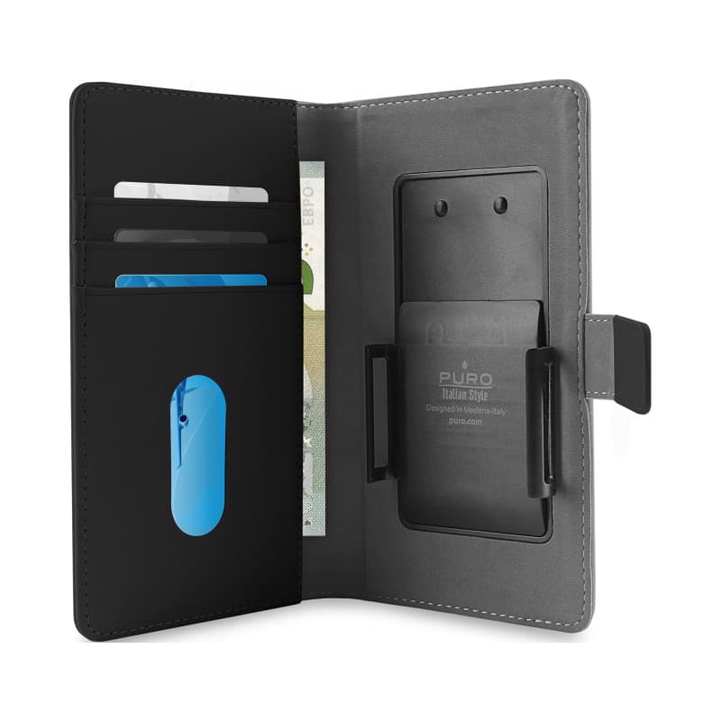 Folio avec 3 emplacement cartes Universel XXL Noir Puro