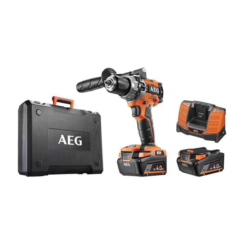 Perceuse a percussion AEG Brushless 18V - 2 batteries 4.0Ah - 1 chargeur BSB18C2BL-402C