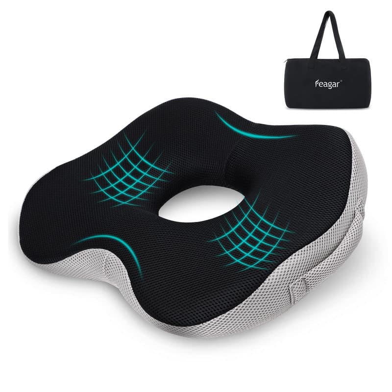 Feagar Donut Coussin Chaise Bureau Coussin de Siège en Mousse à Mémoire de Forme pour Hémorroïdes Pression du Coccyx, Soulager d