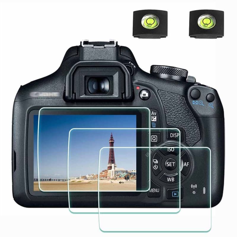 ULBTER Protection écran pour Canon EOS 2000D 1300D 1200D et Housse de Sabot, 2000D Verre Trempé Dureté 9H Screen protector -Lot