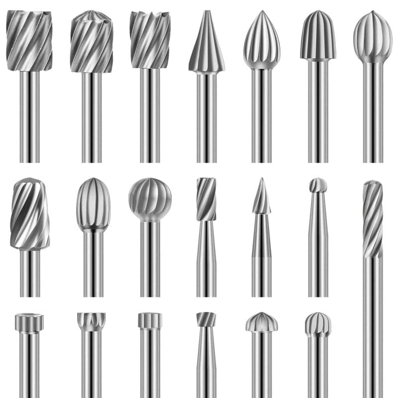 Lot de 20 fraises rotatives, outil de sculpture en acier rapide avec tête de meulage de 3 mm pour le travail du bois, la sculptu
