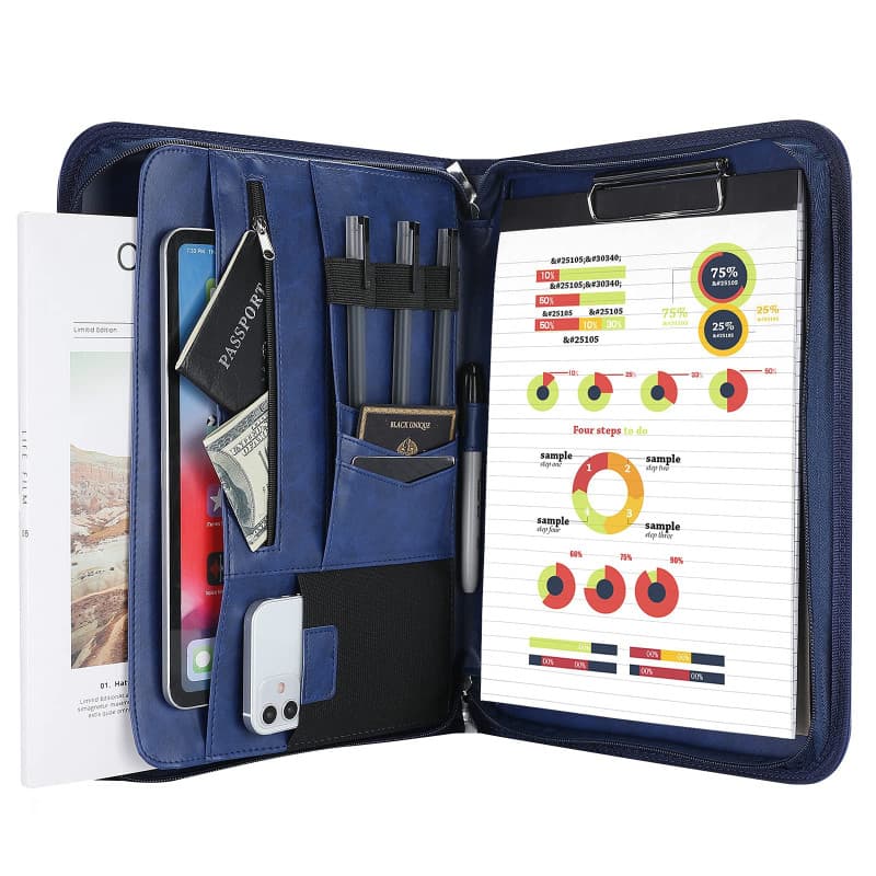 ProCase Portfolio A4 en Simili Cuir, Porte Bloc-notes pour Record de Réunion/RDV Affaires, Housse Document avec Papiers Écrit, P