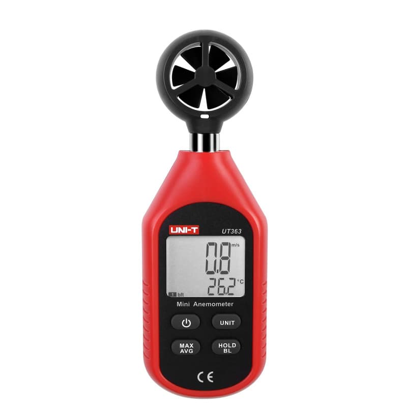 UT363 Mini Anémomètre Numérique Appareil de mesure de vent de haute précision Impulseur à main Anémomètre à capteur de vitesse d
