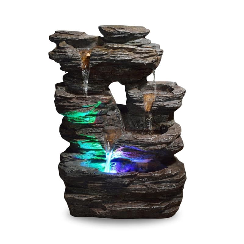 Zen’Light - Fontaine d’Intérieur Nature Pietra - Décor Zen Naturel en Résine Imitation Roche, Idéal Méditation & Détente - Casca