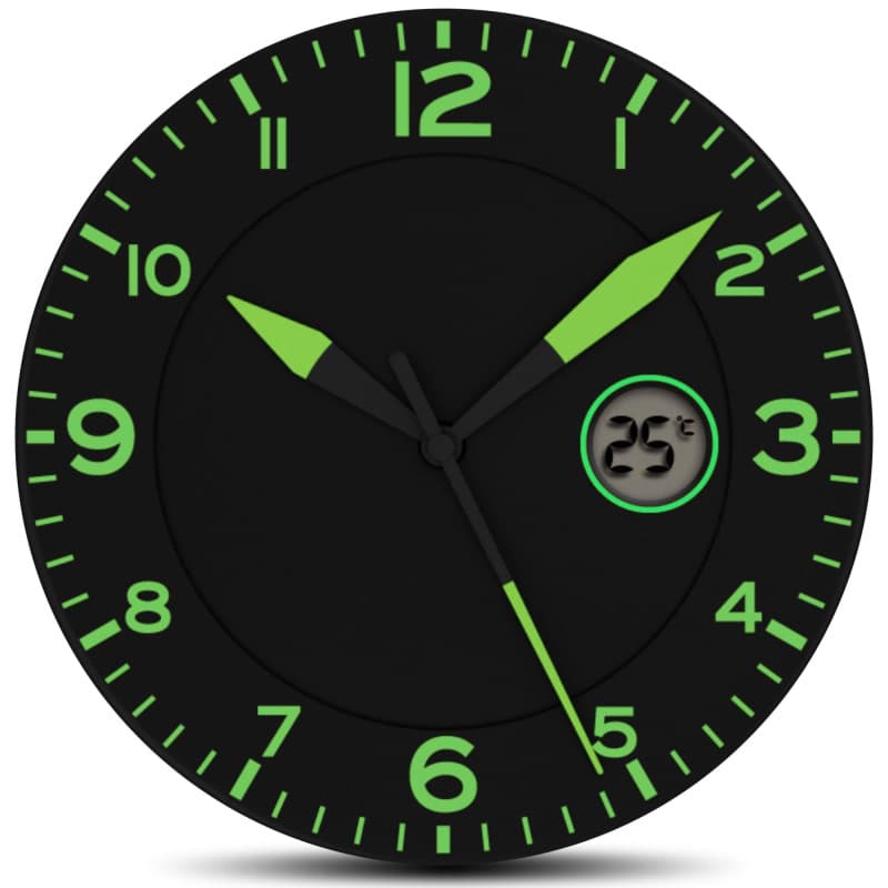 Fishtec - Horloge Murale Design Moderne - Pendule Silencieuse et Écran Température Digitale - Convient pour la Cuisine, Bureau,
