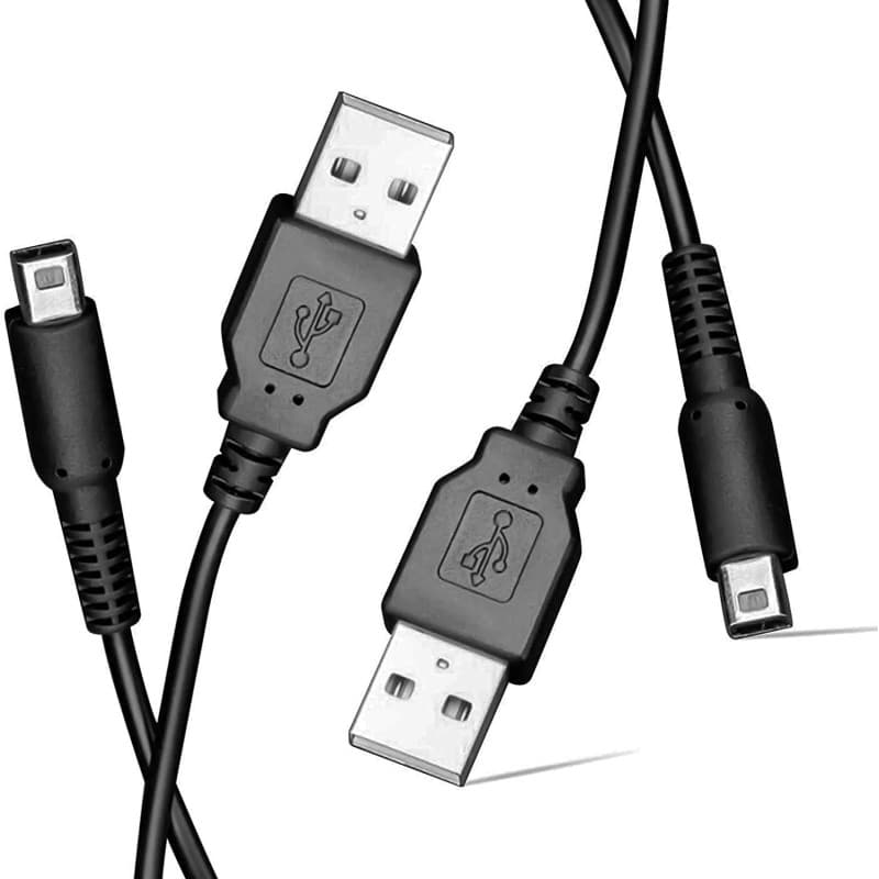 Link-e : 2 X Cable Chargeur USB pour Alimentation Compatible avec Console Portable Nintendo 2DS, XL, NEW, 3DS, DSI, DSI XL