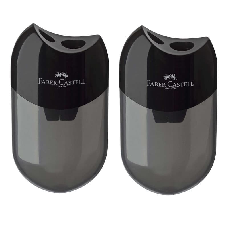 Faber-Castell - 183500 - Taille-crayon double - Couleur du boîtier : noir/transparent (2 taille-crayons)