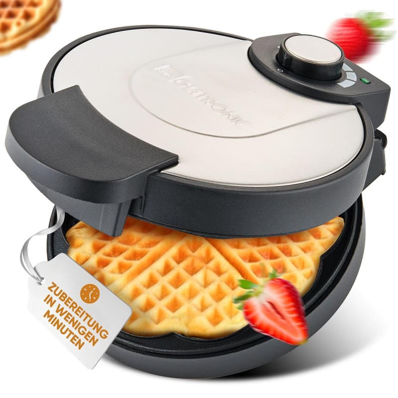 Clatronic Gaufrier | avec Ø 18cm surface de cuisson antiadhésive | gaufrier en forme de cœur | avec degré de brunissage réglable