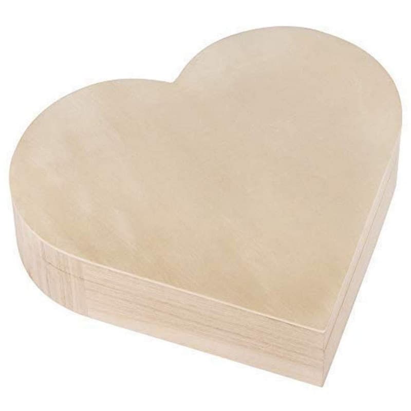 Rayher 62841505 boîte en bois Cœur, avec fermoir magnétique, 25,3x24x6cm, nature