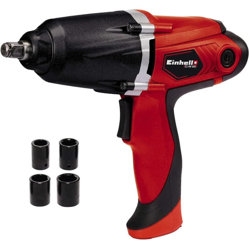 Einhell Clé à chocs électrique CC-IW 450 (450 W, 300 Nm, commutateur à bascule rotation avant/arrière) Livré avec douilles de 17