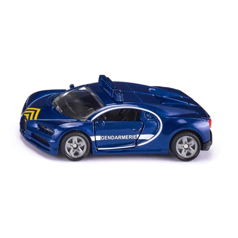 siku 1541, Voiture de Police Bugatti Chiron, Bleue, Métal/plastique, Pneus en Caoutchouc, Capot ouvrable