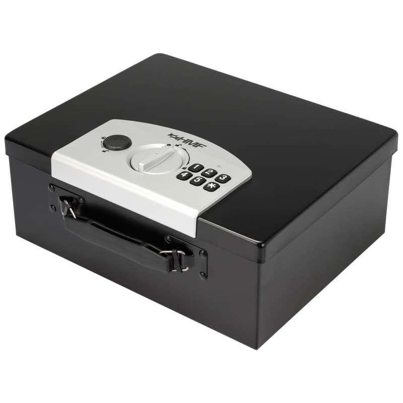 HMF 1006-02 Coffre-fort pour documents, Caisse à Monnaie verrou électronique, 32,5 x 25,5 x 12,5 cm, noir