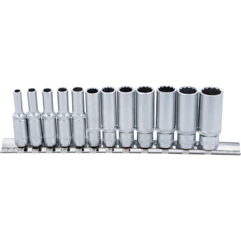 BGS 2757 | Jeu de douilles, douze pans, longues | 6,3 mm (1/4") | en pouces | 12 pièces