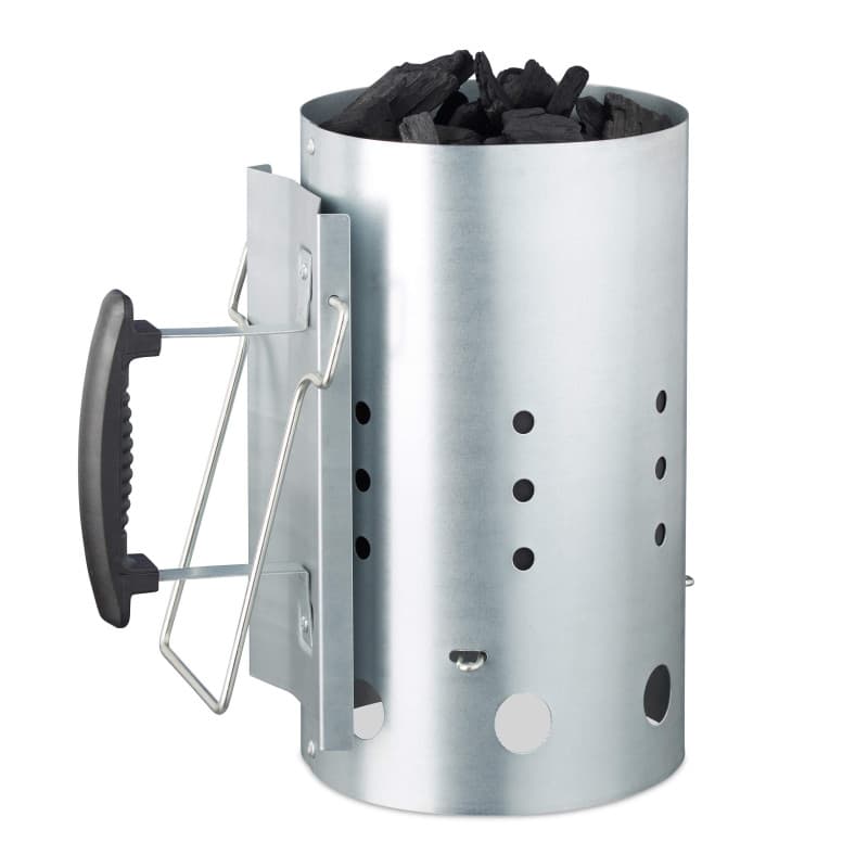 Relaxdays d’allumage Charbon en Acier Allume feu cheminée Barbecue HxD: 30 x 19 cm, Grill Starter, Argent, Silber
