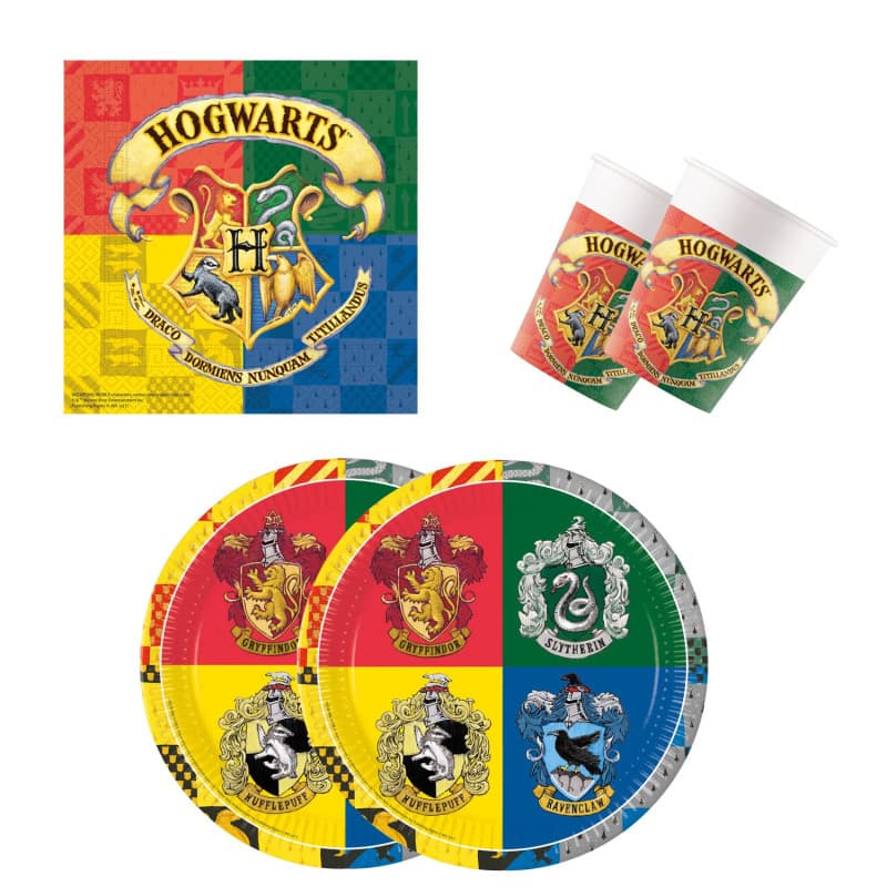 Procos 10137422 – Service de fête S Harry Potter – Poudlard – 52 pièces – 16 assiettes, 16 gobelets, 20 serviettes, vaisselle je