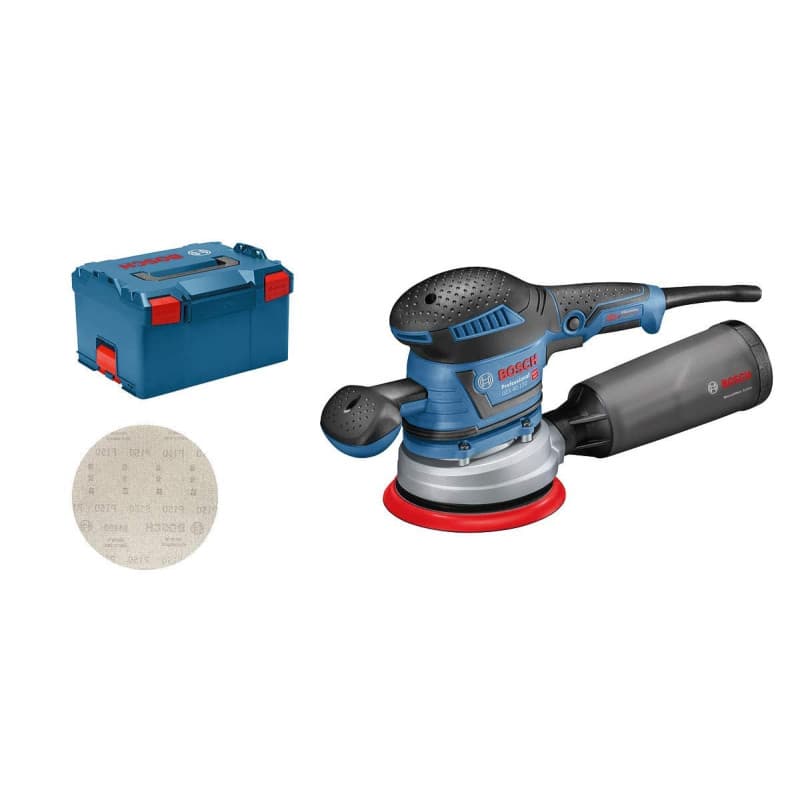 Bosch Professional Ponceuse Excentrique GEX 40-150 (avec Poignée Supplémentaire, Boîtier Récupérateur De Poussière, ⌀ De Plate