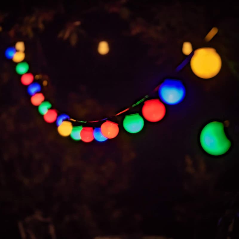 LED Guirlande lumineuse multicolores de 9,5 m avec 20 balles pour intérieur extérieur Décoration pour Guinguettes, Fêtes, Annive