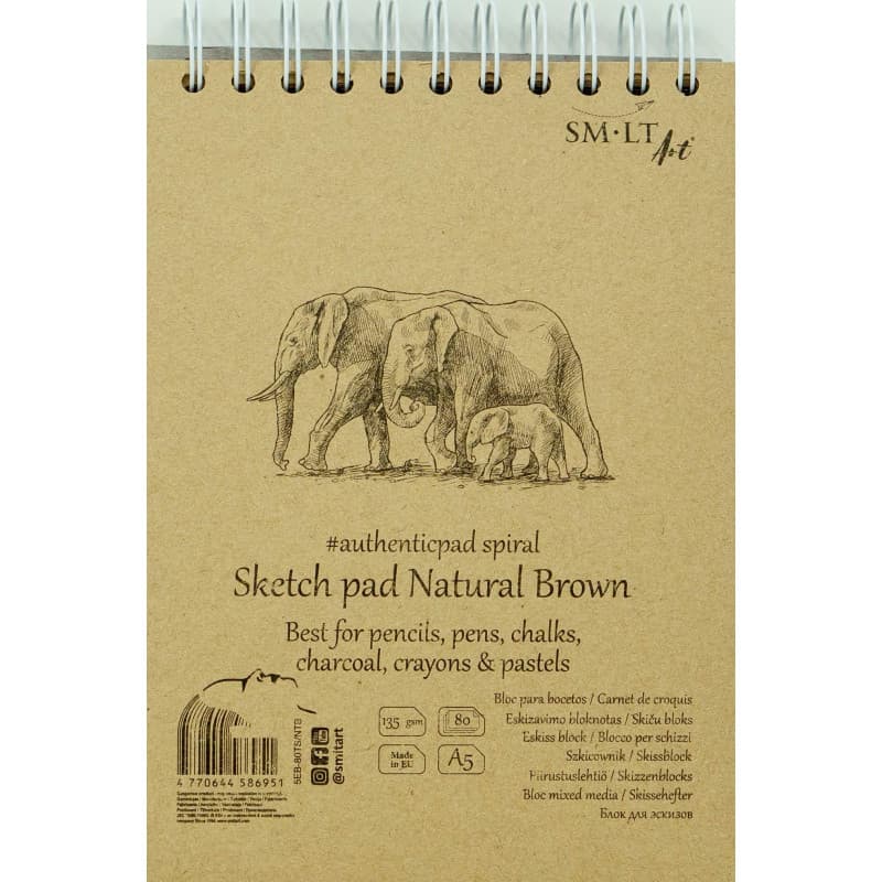 SM-LT Bloc Spirale - Dessin - Brun - A5-80 feuilles - 135 gsm 5EB-80TS/NTB