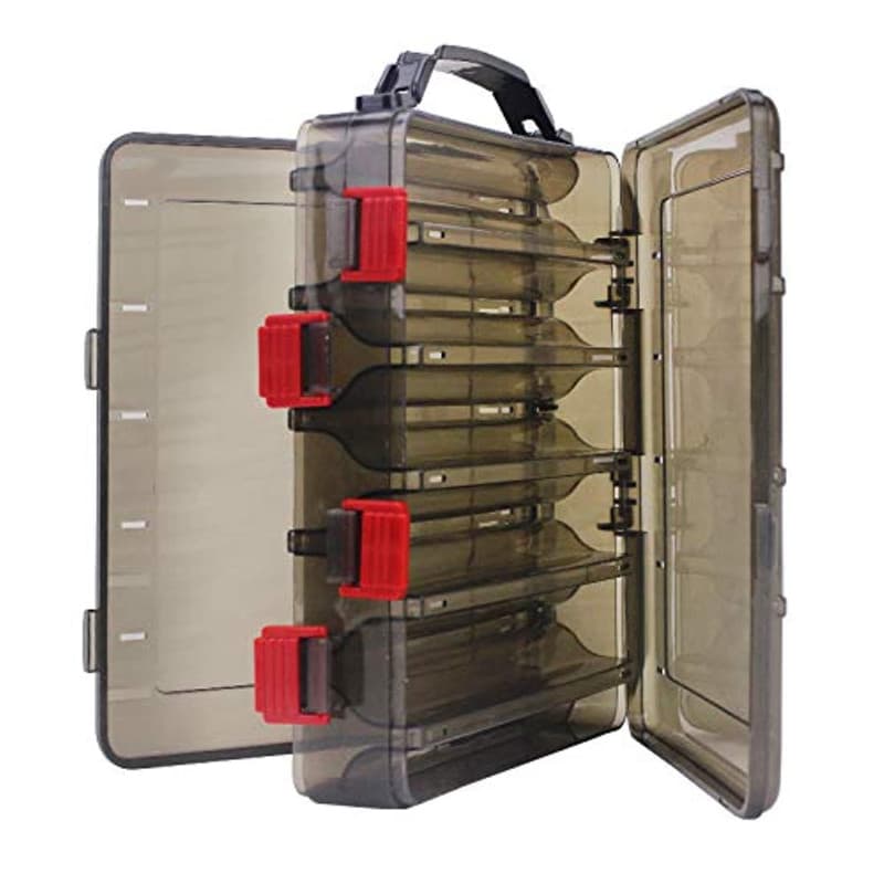 OriGlam Boîte de rangement pour leurres de pêche, plateaux de rangement pour articles de pêche, double face, 10 compartiments, é