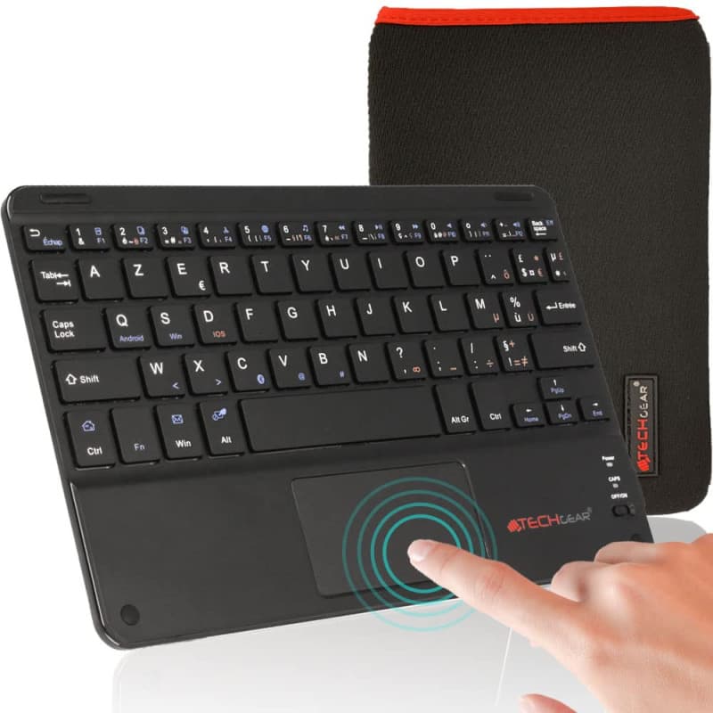 TECHGEAR Active Strike Pro Clavier AZERTY Bluetooth sans Fil avec Pavé Tactile Intégré compatible avec Samsung Tab S7, Tab S6 Li