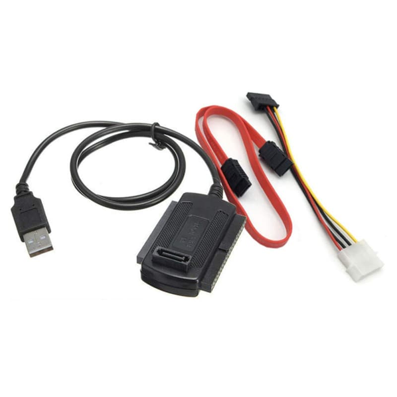 Aukson B45 Câble adaptateur 3 en 1 USB 2.0 vers IDE/SATA pour disques durs 2,5" et 3,5" – Comprend une prise SATA 15 broches et