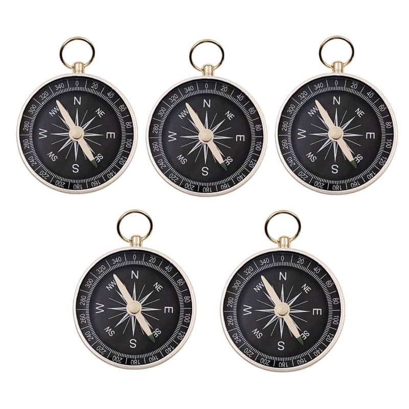 JZK 5 PCS 44mm Boussole de Poche en Métal avec Boucle sur Dessus pour Porte-clés Pandant, Fête Anniversaire Faveurs Cadeaux pour