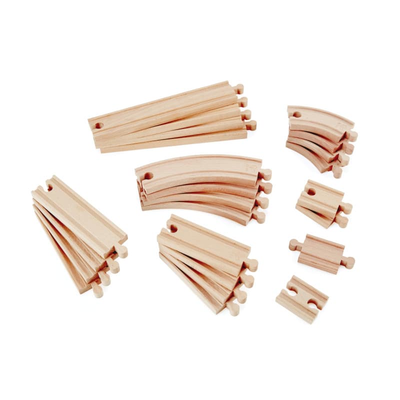 Hape Jouet Coffret d'Extension de Rails pour Circuit Train Bois - Jeu Educatif pour Enfant de 3 Ans et Plus - 24 pièces Virages