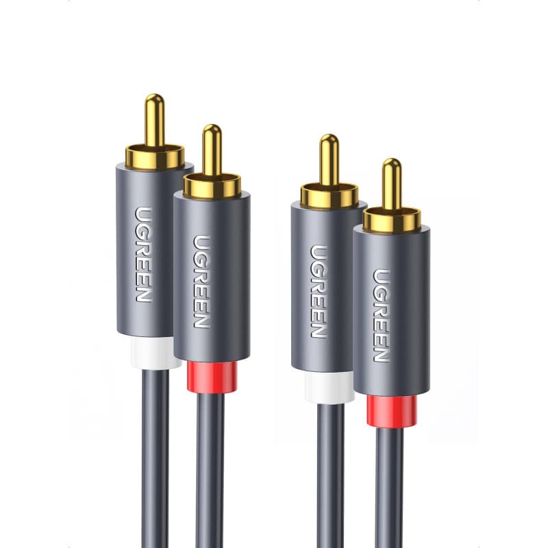 UGREEN 2M Câble RCA 2 Mâle vers 2 Mâle Câble Cinch Audio Stéréo Compatible avec Lecteur DVD Platine CD Haut Parleur Amplificateu