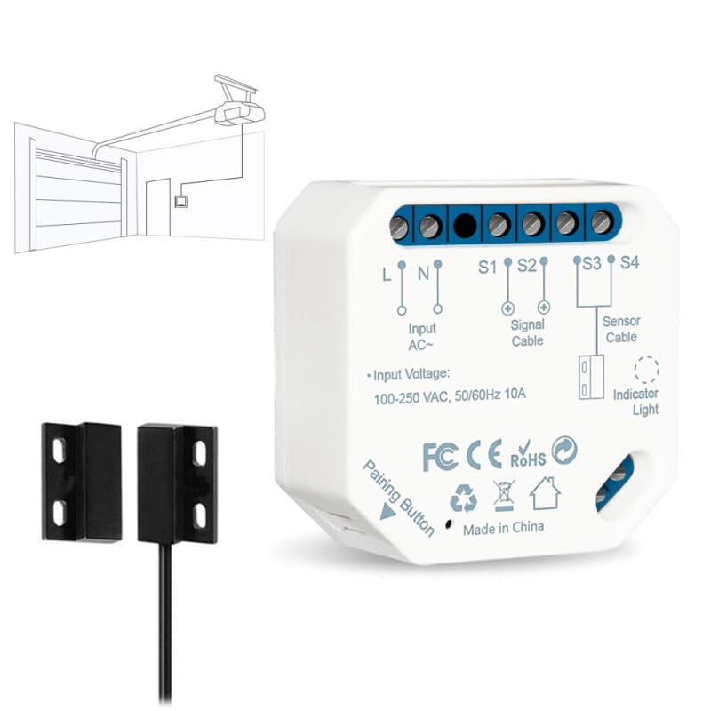 LoraTap Ouvre-Porte de Garage Connecté WiFi, Interrupteur de Porte Intelligent, Compatible avec Alexa, Commutateur Contrôlé à Di