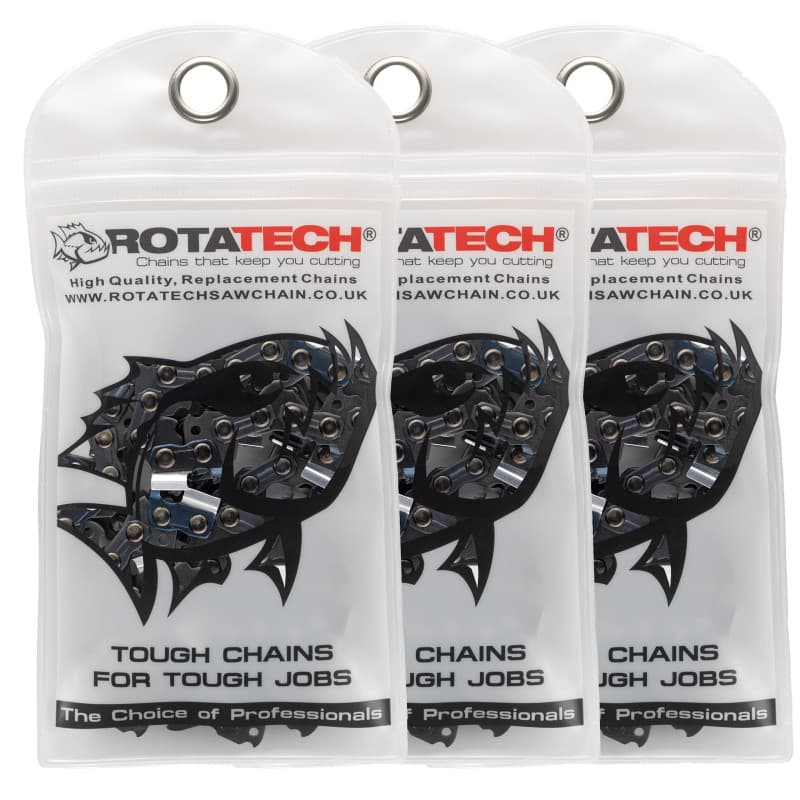 Rotatech 3 Chaînes de tronçonneuse de 35 cm Pas, 3/8" LP 1.1mm 50 Maillons d'Entraînement. Compatible avec Stihl 017, MS170, MS1