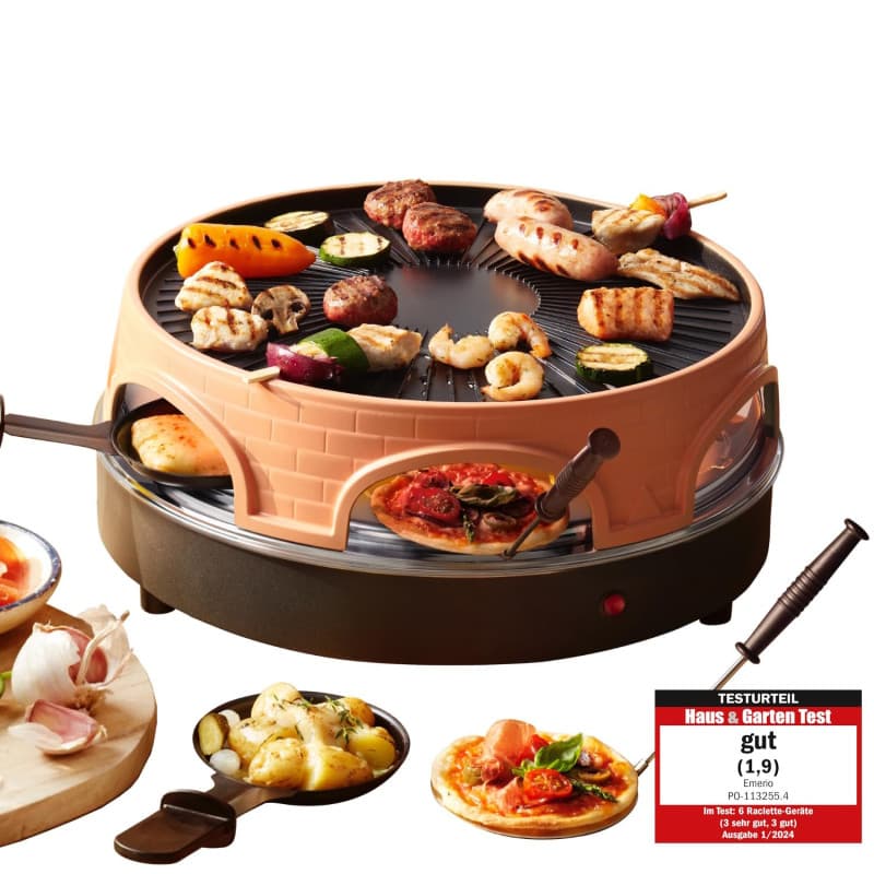 Emerio PO-113255.4 Four à raclette et à pizza Terre cuite/Noir One Size