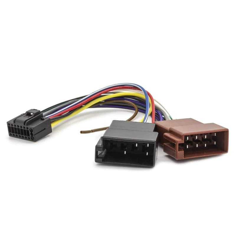Sound-way Câble Adaptateur Faisceau Adaptateur fiche ISO Radio Compatible avec autoradio JVC/Kenwood 16 Pin 22x10 mm