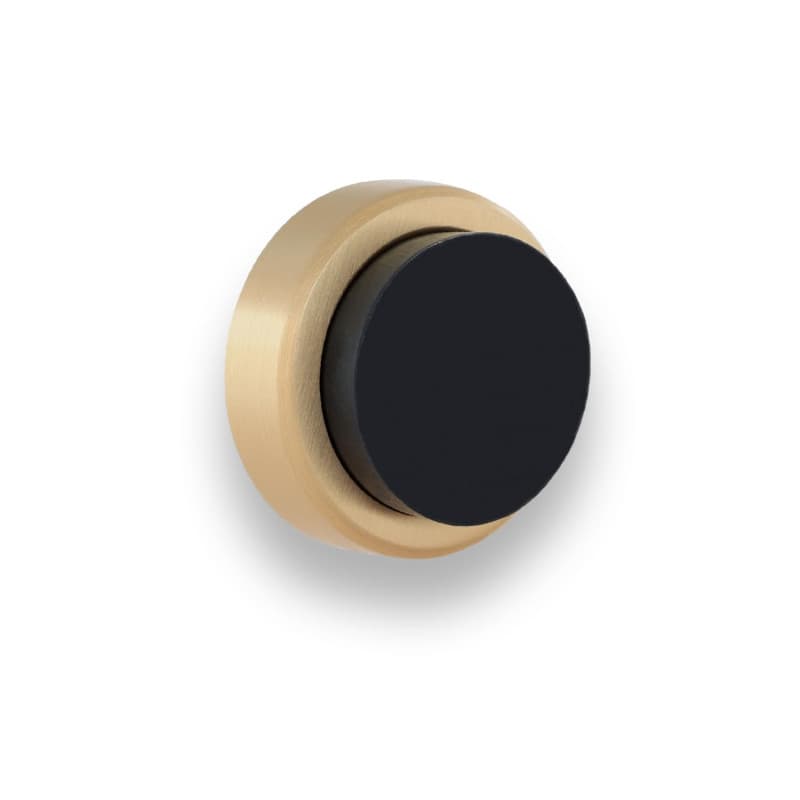 EVI Herrajes | Butée De Porte Adhésive Pour Mur/PoignéE | 24 x 14 mm | Caoutchouc Noir | Laiton Mat | Outils, Vis + Cheville De