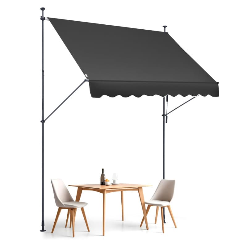 VEVOR Auvent de terrasse rétractable, 250 x 120 cm, store banne manuel avec manivelle, hauteur réglable 218-310 cm, abri pare-so