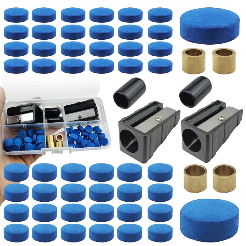 SHUIYUE Kit de Garniture de Queue de Billard, Comprenant des Embouts de Queue, Un Protecteur de Queue de Billard, Un Coupe-Bordu