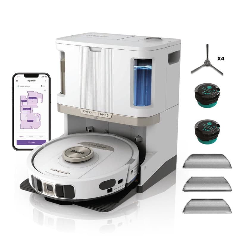 Shark PowerDetect Robot aspirateur à vidage Automatique avec Navigation 3D et LiDAR, Base Anti-allergène/Anti-Odeur, contourneme