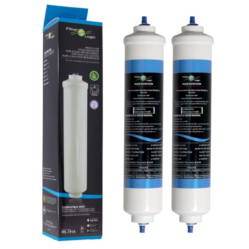 FilterLogic FFL-191X - 2x Filtres à eau externe compatible avec Samsung DA29-10105J, HAFEX/EXP, HAFEX EXP - LG 5231JA2010B, 5231