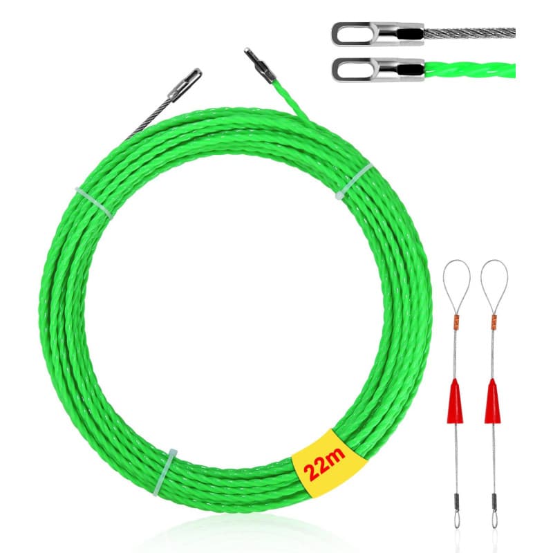 SOBEAU Aiguille Electricien,22 m Tire Fils Electrique,Tire Fils Electricien Aiguille Avec 1 ressorts de guidage, pour Câble de C
