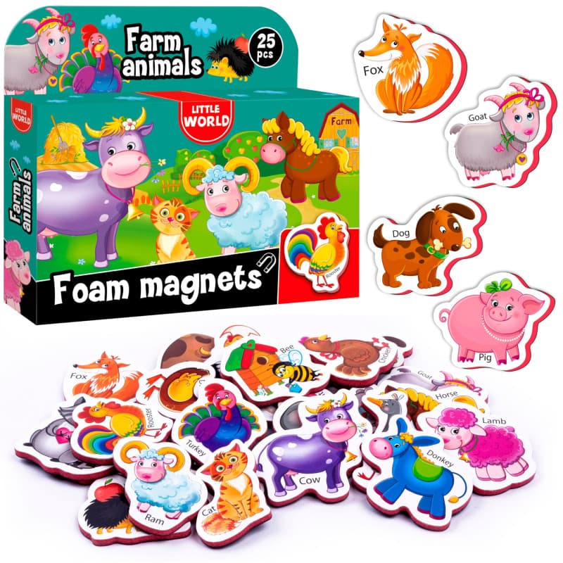 Little World 27 aimants de réfrigérateur en Mousse pour Les Tout-Petits 1-3 - Aimants pour Tout-Petits - Aimants de réfrigérateu