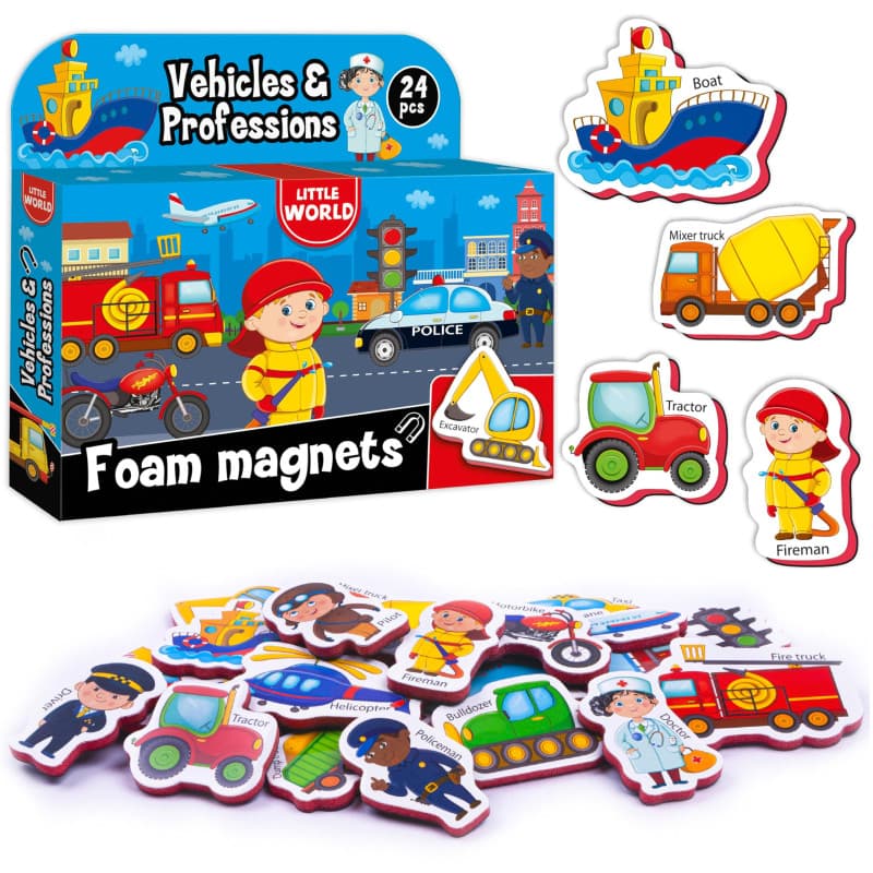 Little World Grand Lot de 24 aimants de réfrigérateur en Mousse pour Enfants de 1 an – Aimants d'apprentissage pour bébé – Aiman