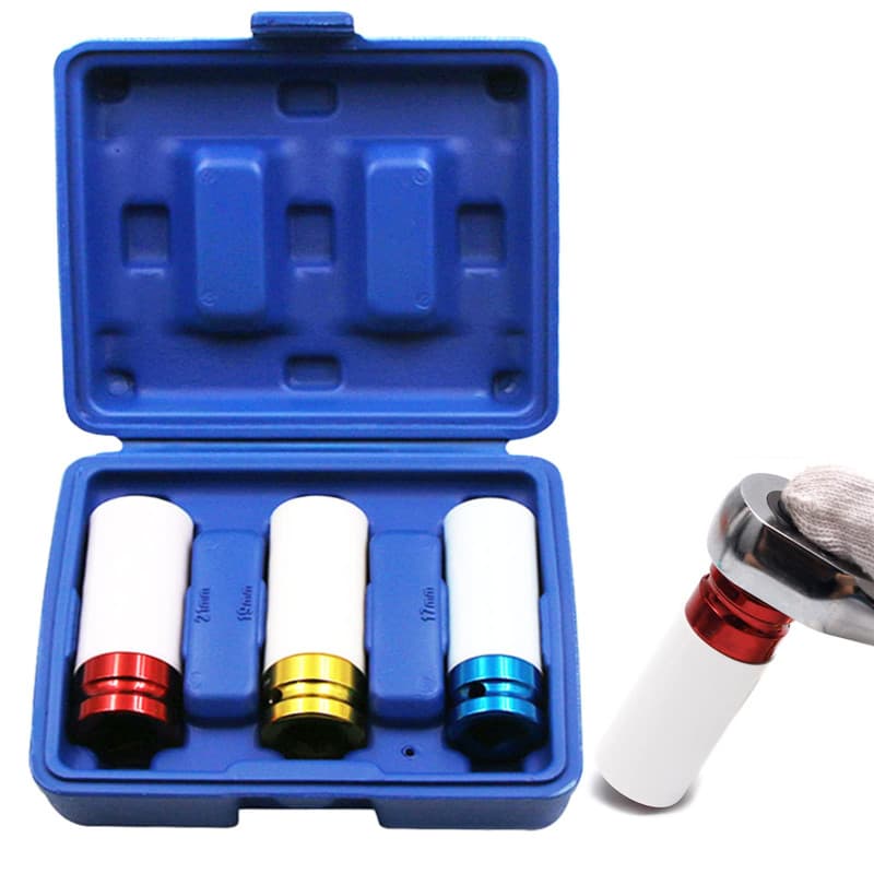 OFKPO Set de Douilles de Serrage, Douilles à Impact pour Roue en Alliage Embout de Tournevis, Manchon de Pneu Couleur 17mm 19mm