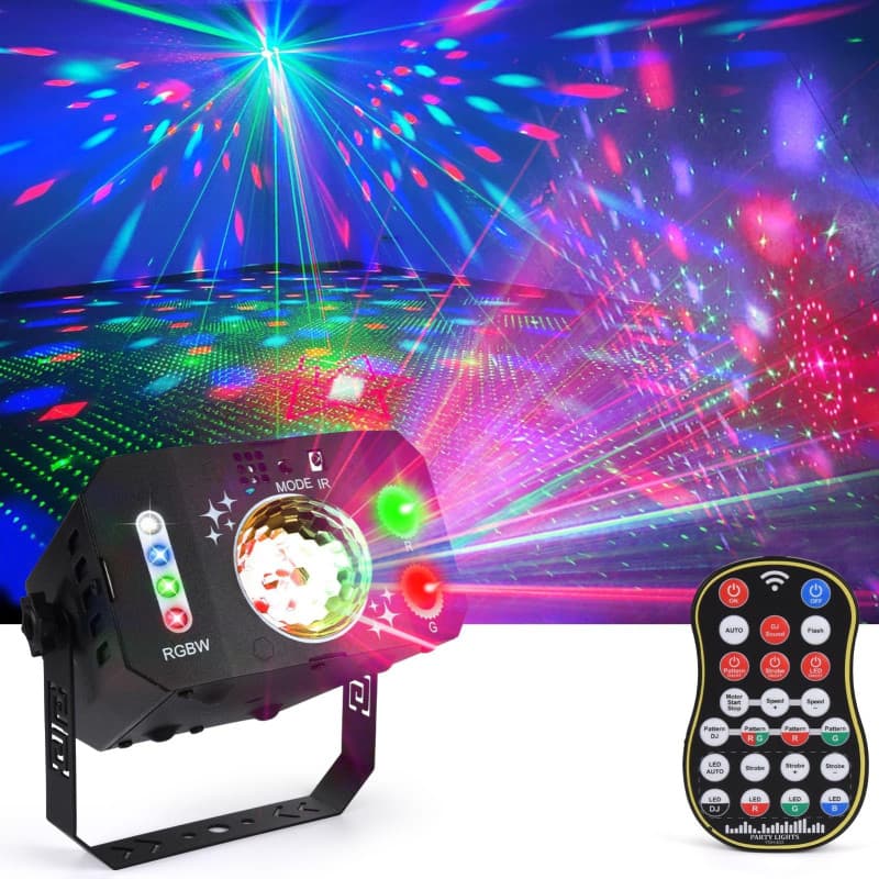 Lampe de Scène, Fwiull Lumière Disco à 7 Yeux avec Télécommande et Stroboscope, Boule Disco Grand Angle Contrôle de la Musique,
