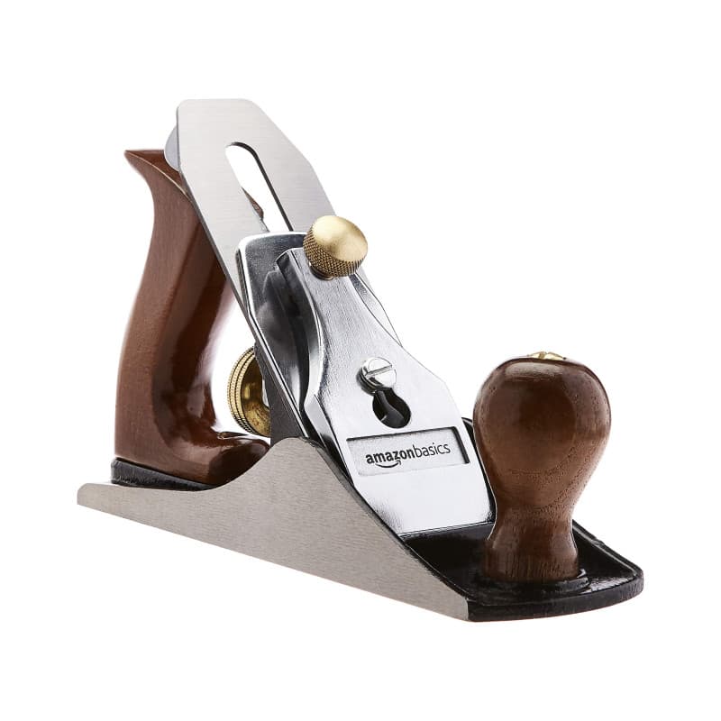Amazon Basics No.4 Rabot de lissage à main, universel et réglable - Lame de 50.8 mm et poignée en bois pour le travail de précis